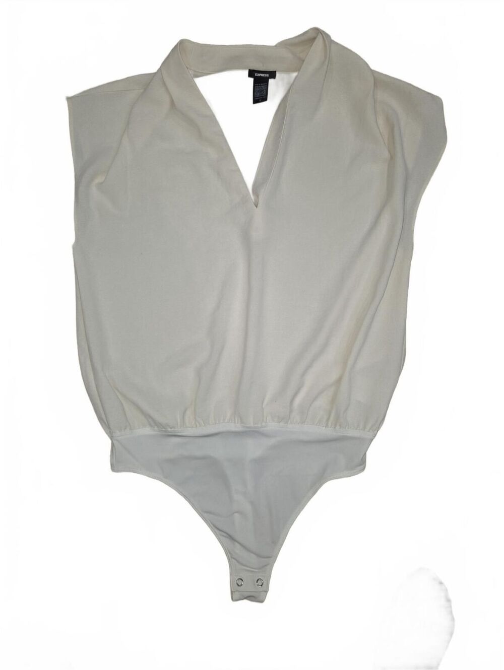 Express Conscious Edit White V-Neck Thong Bodysuit Size M